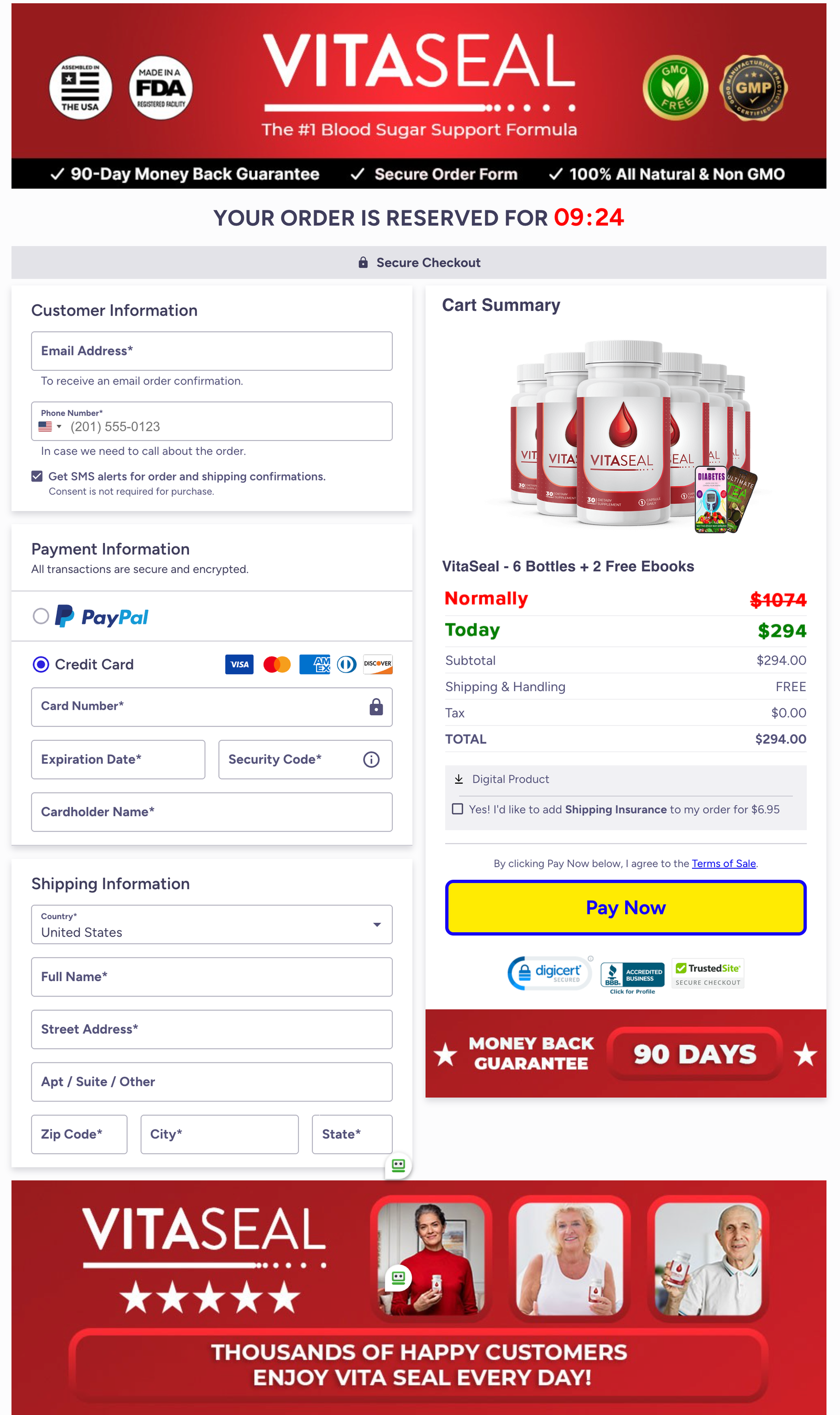 VitaSeal Official Website Secure Order Page